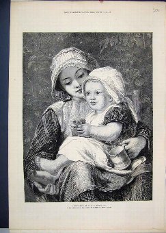 Print 1872 Mother Baby Tea Beautiful Fine Art 06MA