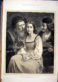 Print 1872 Woman Men Romance Between Love Riches O
