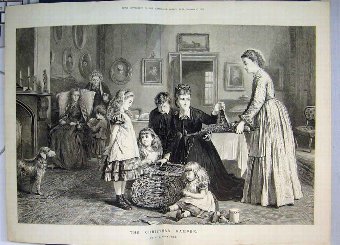 Print 1873 Christmas Hamper Family Children Fruit 