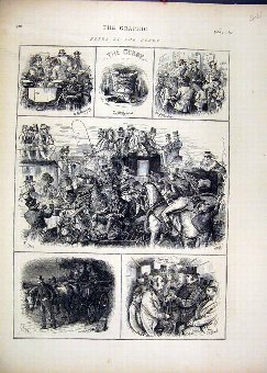 Print 1873 Derby Horse Racing Carriage Road Block 