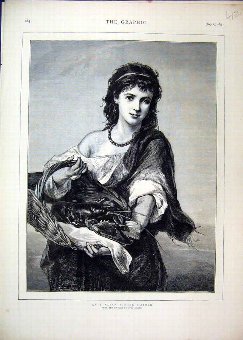 Print 1873 Italian Fisher Maiden Basket Lobster 12