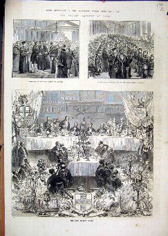 Print 1873 Mayors Banquet York Table Procession Re