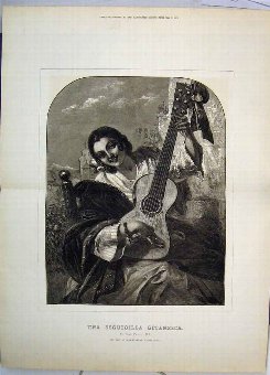 Print 1873 Portrait Una Seguidilla Gitanesca Music