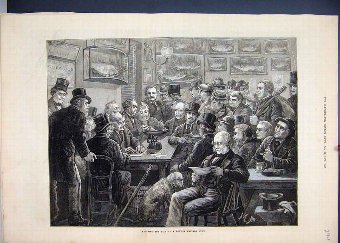 Print 1873 Weighing Fish London Angler Club Men Do