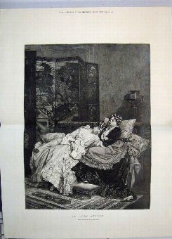 Print 1874 Le Livre Serieux Women Sleeping Couch F