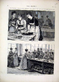 Print 1874 School Cookery Kensington Scullery Woma