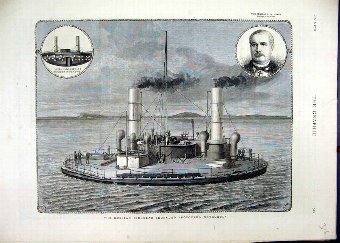 Print 1875 Russian Circular Ironclad Popoffka Novg