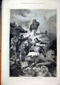 Print 1877 Scene Opera William Tell Storm Sea Scen
