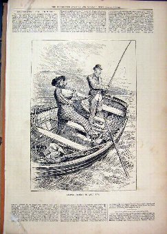 Print 1878 Salmon Fishing Loch Tay Boat Rod Scotla