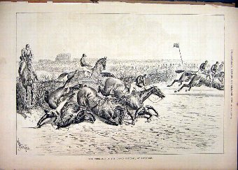 Print 1878 Scrimmage Grand National Liverpool Hors