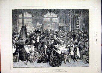 Print 1876 Restaurant Waitor Families Eating 12MAR
