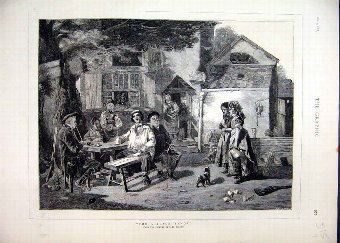 Print 1876 Village Tenor Man Singing Music Pub Gar