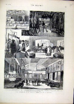 Print 1877 American Meat Supply Liverpool Railway 