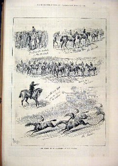 Print 1877 Derby Horse Races Sketches Course Paddo
