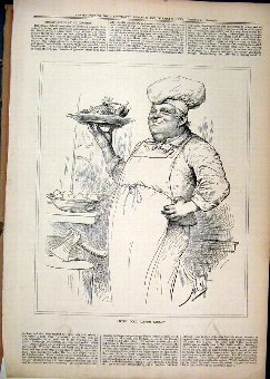 Print 1877 Portrait Chef Hat Plate Food Axe 38MAR1
