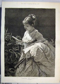 Print 1877 Portrait Woman Counting Conquests Fine 