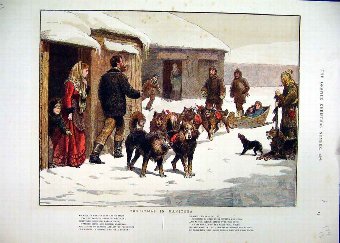 Print 1878 Christmas Manitoba Snow Dogs Sledge Chi