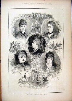 Print 1878 Portraits Principal Horse Women Hippodr