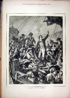 Print 1878 Ship Scene Incident Life Goethe Family 