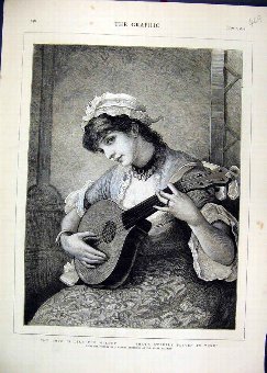 Print 1878 Woman Music Romance Royal Academy Old 4