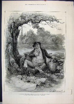 Print 1879 Mr Pickwick Dickens Picnic Countrey Sce