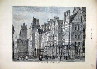 Print 1879 New Law Courts Exterior East Front View