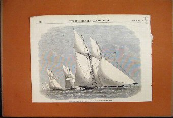 Print 1879 Schooner-Match Royal London Yacht Club 