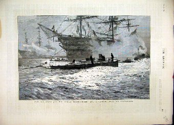 Print 1879 Three-Decker Torpedo Boat Portsmouth Ol