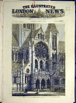 Print 1880 Cathedral Truro Architect Design Buildi