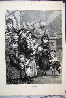 Print 1880 Children Singing Christmas Carols Victo