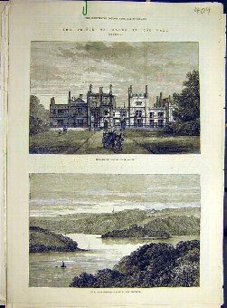 Print 1880 Cornwall Prince Wales Tregothnan Castle