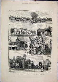 Print 1881 Bath Tunbridge Wells Church Bayham Cast