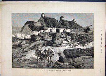 Print 1881 Elections Isle Man Fishermans Cottage P