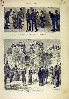 Print 1881 Guy-Fawkes Man-Of-War Raglan Castle Roy