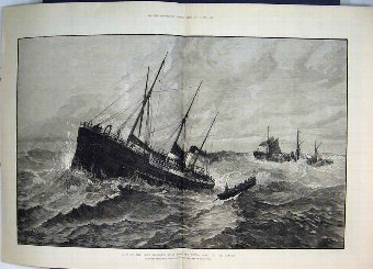 Print 1881 Loss Sea Clan Macduff Boat Upupa Rescue