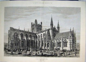 Print 1881 Outdoor Scene Chester Cathedral Gravest