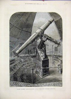 Print 1881 Refracting Telescope Dublin Vienna Obse