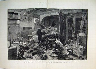 Print 1882 Commander Cabin H.M.S Alexandria Shell 