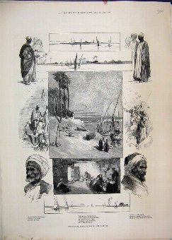 Print 1882 Egypt Railway Cairo Siout Pyramid Bedou