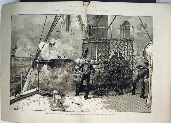 Print 1882 Explosion Shell H.M.S Alexandria Escape