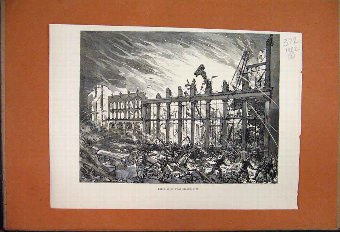 Print 1882 Fire Wood-Street City Destroyed Buildin