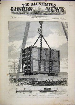 Print 1882 Jumbo Hoisting Box Barge Quay Millwall 