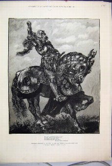 Print 1882 Marmions Defiance Douglas Horse Gauntle