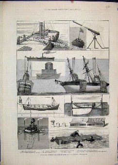 Print 1882 Naval Submarine Engineering Exhibition 