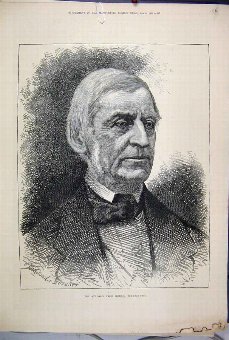 Print 1882 Ralph Walod Emerson Portrait Victorian 