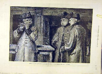 Print 1882 Review Bandsmen Chelsea Hospital Britis