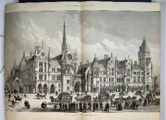 Print 1882 Royal Courts Justice Strand Front Build