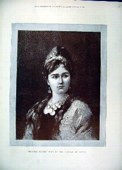 Print 1882 Sepia Princess Emineh Khedive Egypt 22M