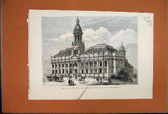 Print 1882 Technical School Bradford Prince Wales 