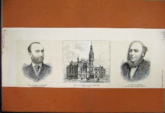 Print 1882 Townhall Bootle Lancashire Pogmore Dugd